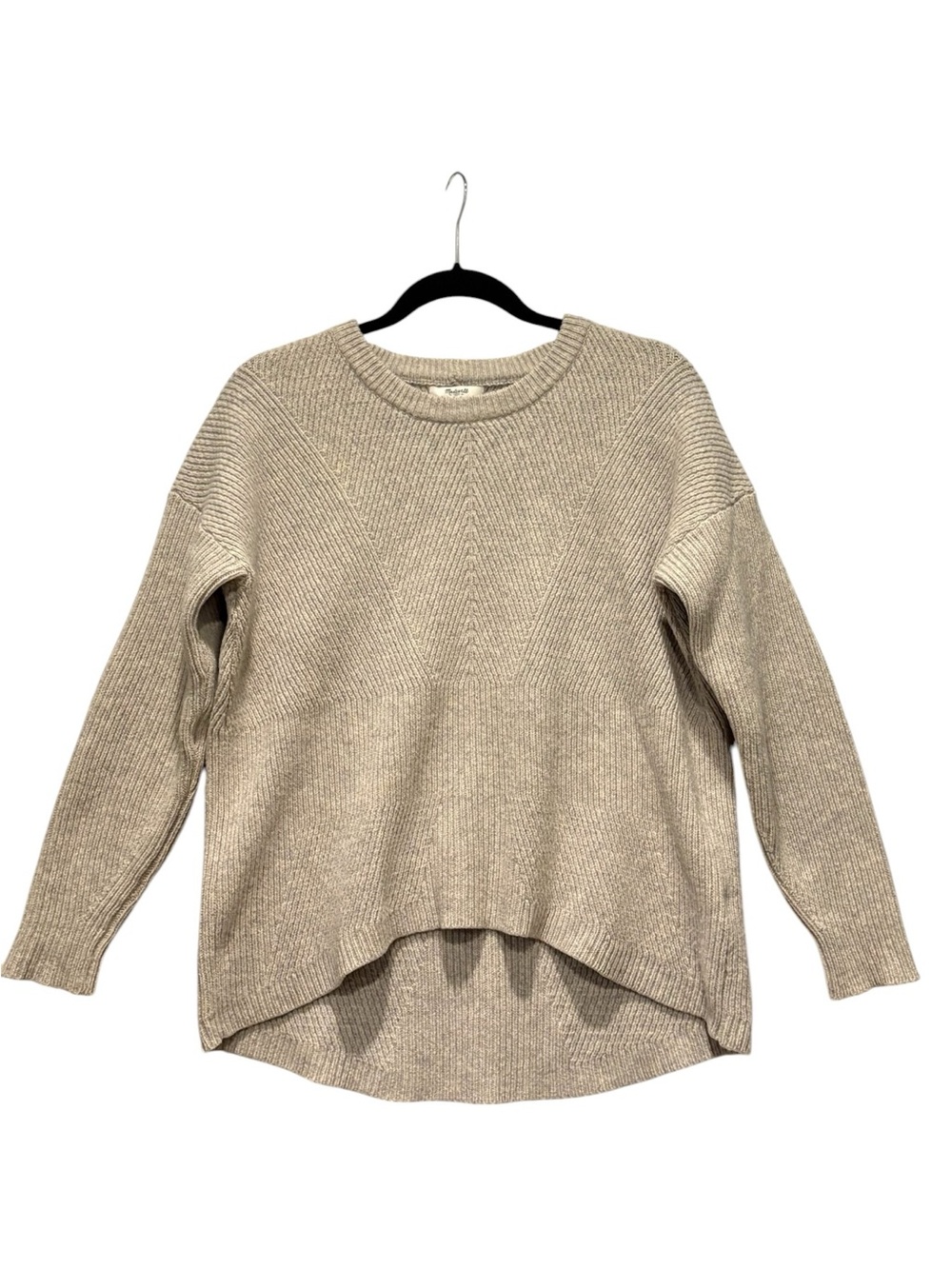 Madewell - Women's Moderne Ribbed pullover sweater. Small. Gray. Merino Wool
